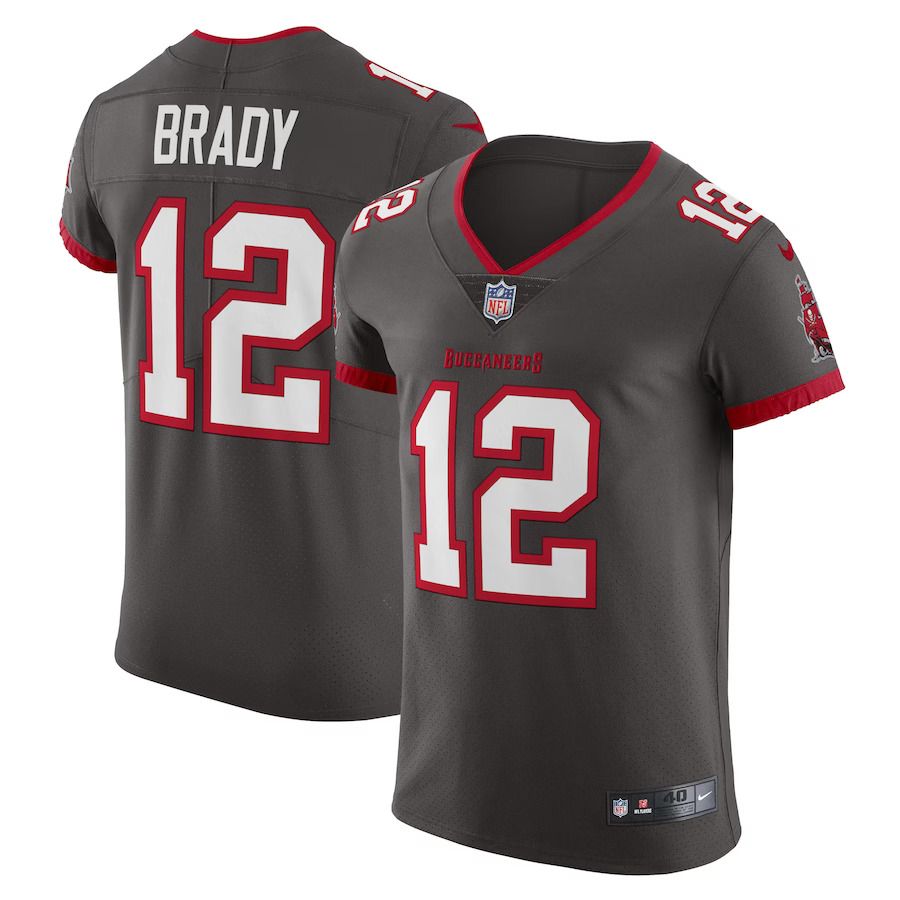 Men Tampa Bay Buccaneers #12 Tom Brady Nike Pewter Alternate Vapor Elite NFL Jersey->tampa bay buccaneers->NFL Jersey